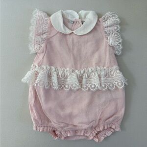 Pink Lace Baby Romper